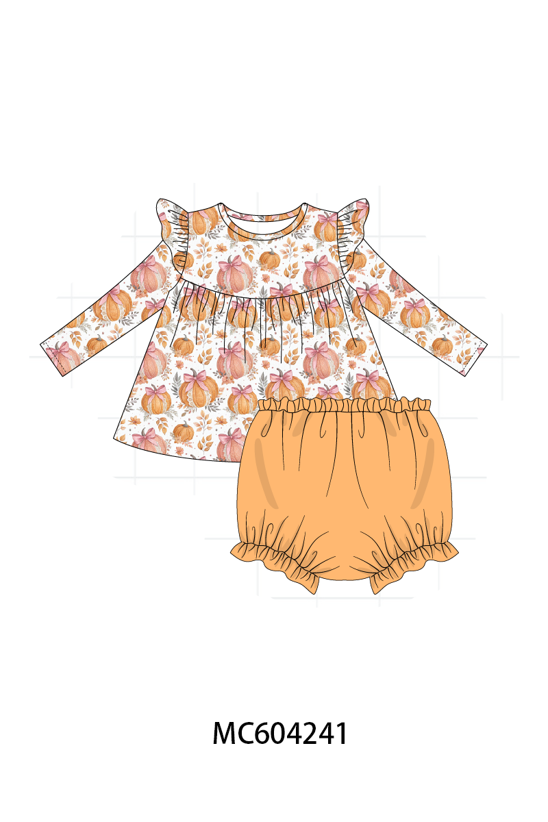 PO86 Orange pumpkin print ruffle collection 1