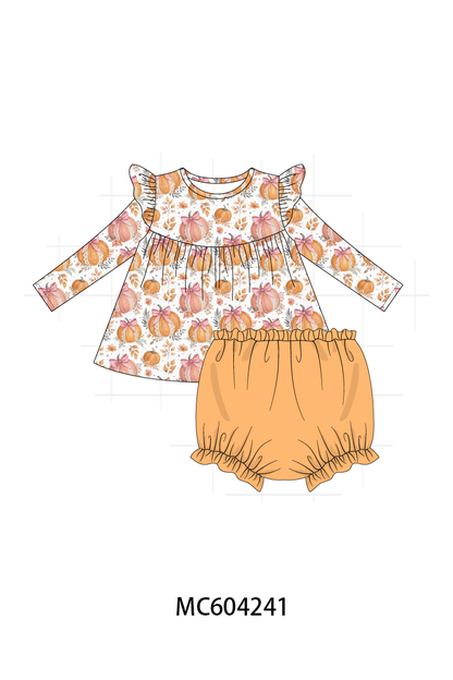 PO86 Orange pumpkin print ruffle collection 1