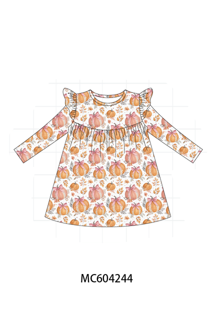 PO86 Orange pumpkin print ruffle collection 1