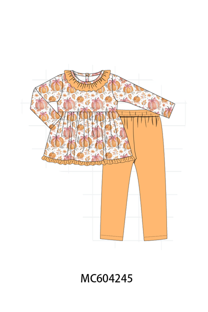 PO86 Orange pumpkin print ruffle collection 1