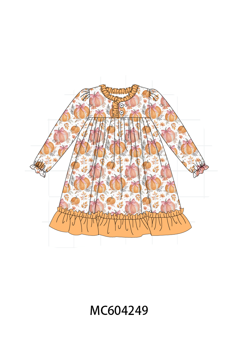 PO86 Orange pumpkin print ruffle collection 2