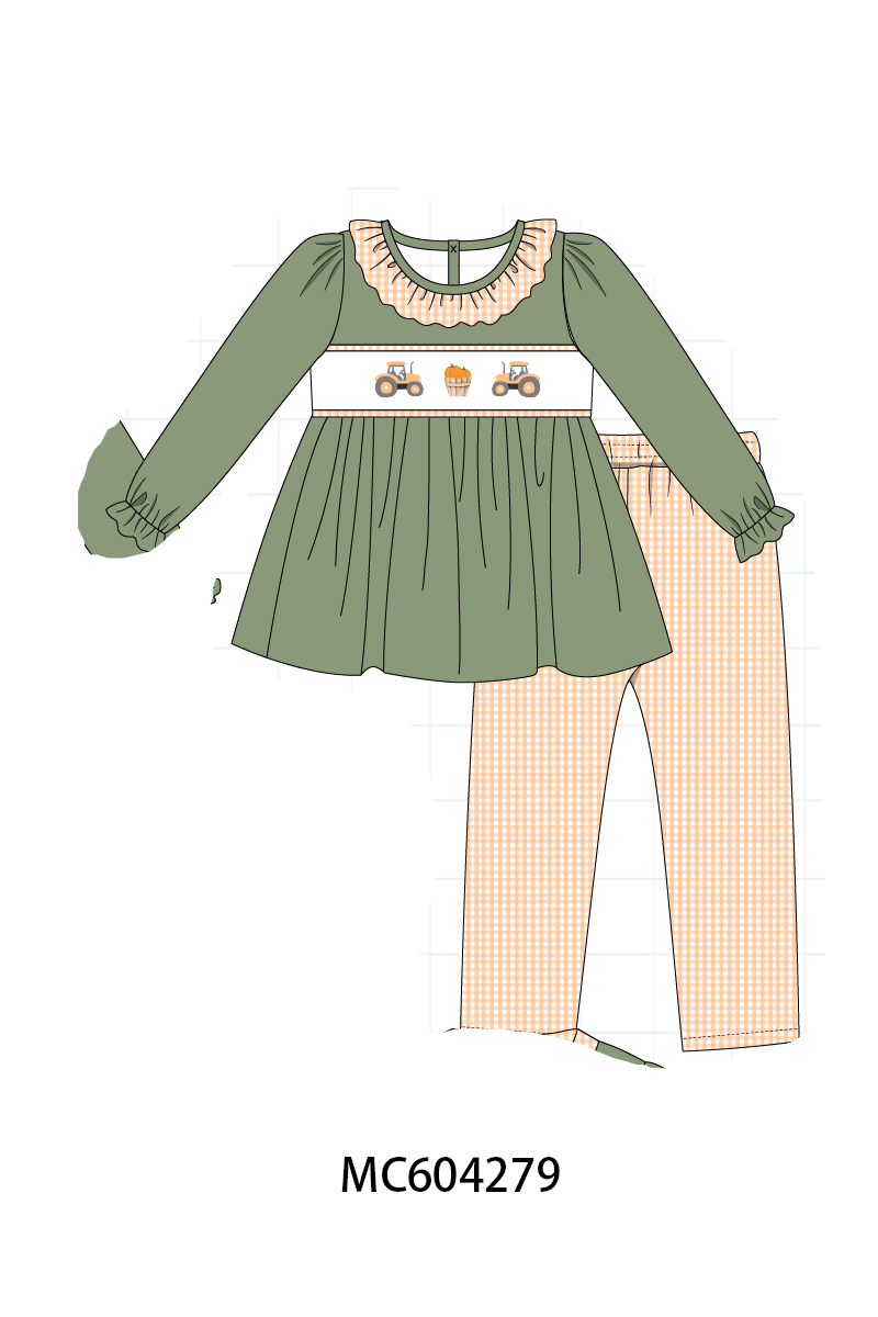 PO86 Green farm embroidery collection