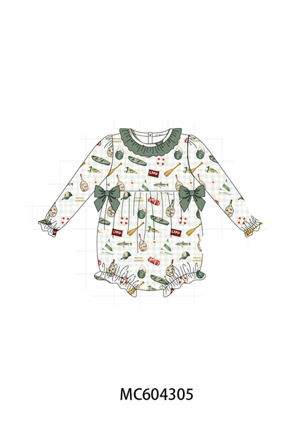 PO86 Green camping print ruffle collection