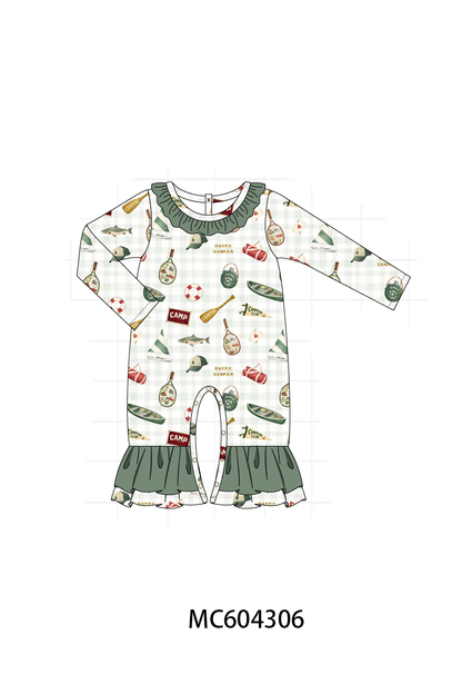 PO86 Green camping print ruffle collection
