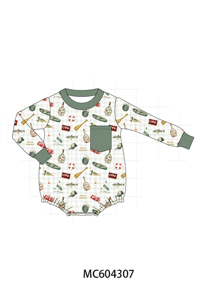PO86 Green camping print ruffle collection