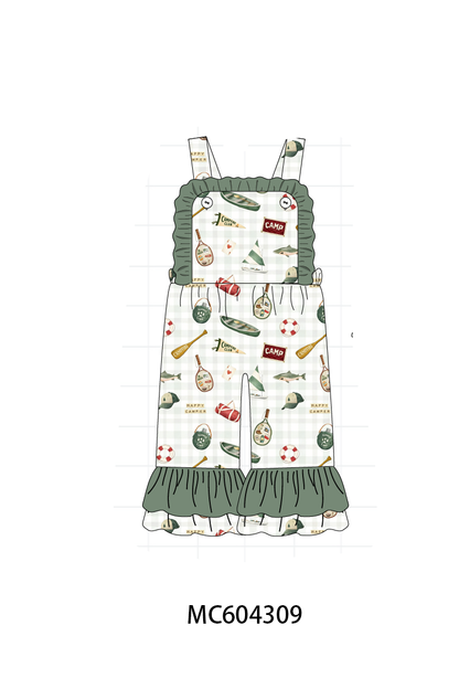 PO86 Green camping print ruffle collection