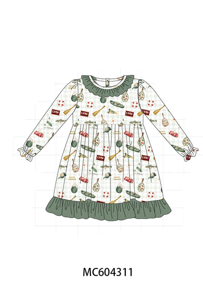 PO86 Green camping print ruffle collection