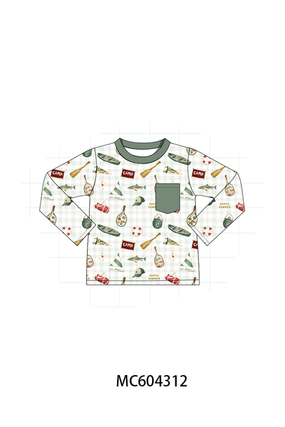 PO86 Green camping print ruffle collection