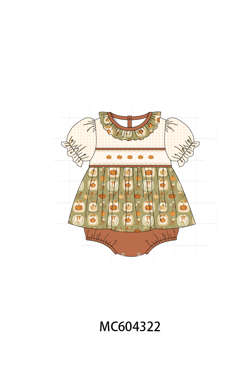 PO86 Vintage pumpkin embroidery smocked collection