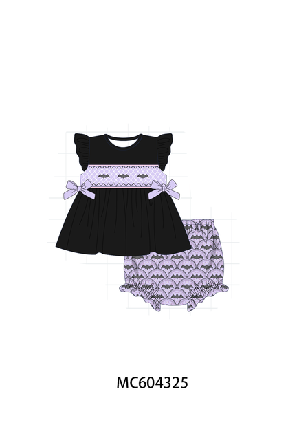 PO86 Purple Halloween bat embroidery collection