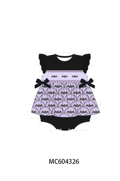 PO86 Purple Halloween bat embroidery collection