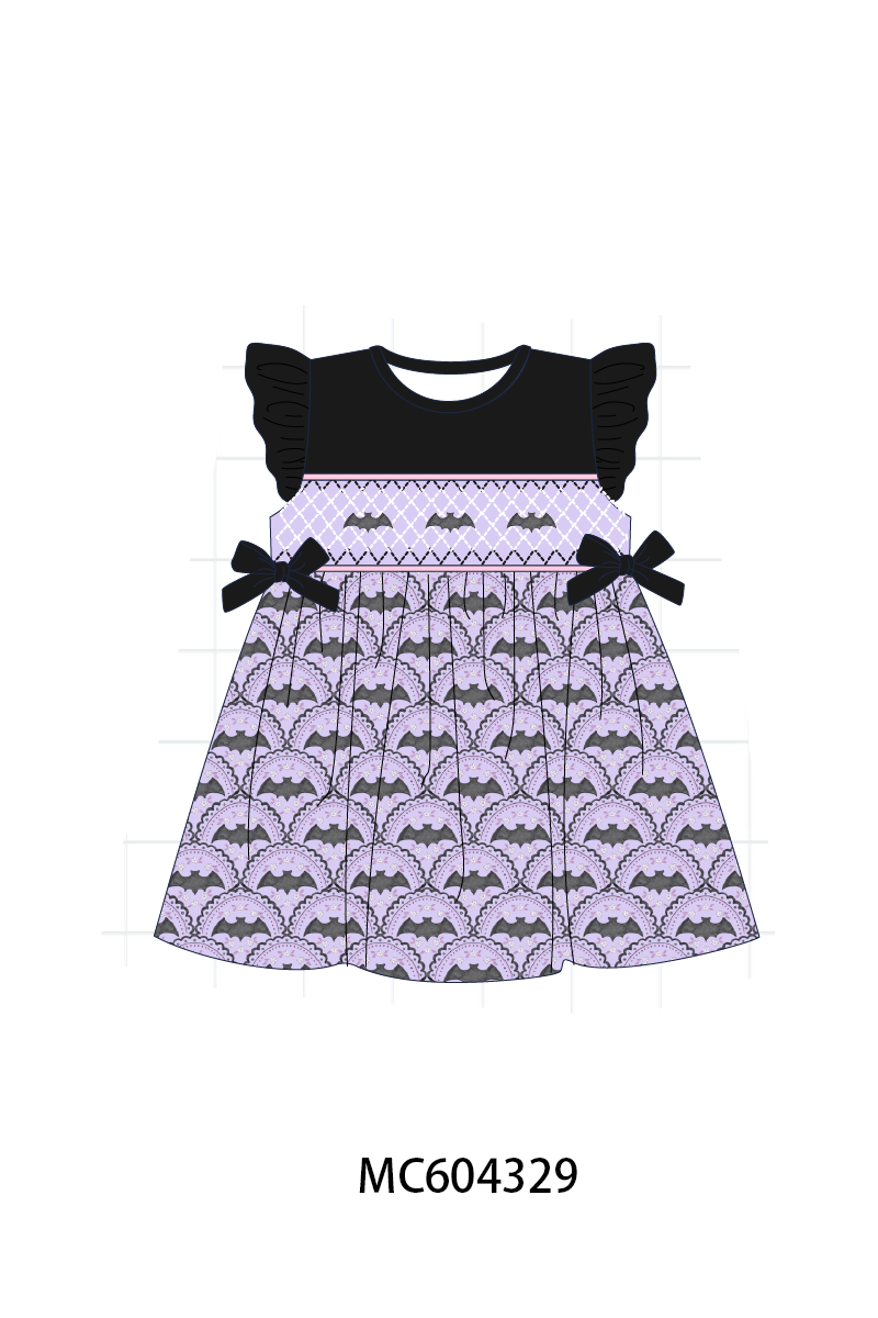 PO86 Purple Halloween bat embroidery collection