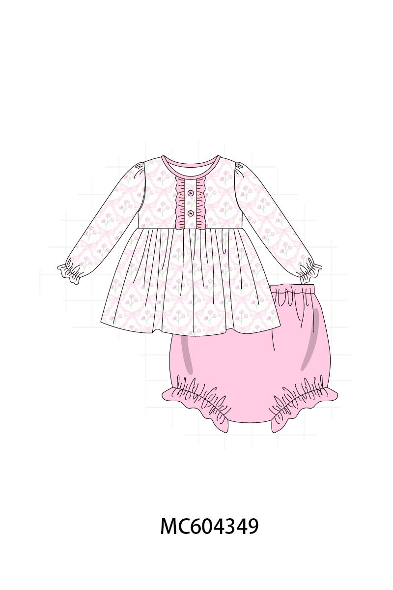 PO86 Pink floral print ruffle collection