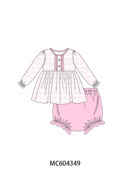 PO86 Pink floral print ruffle collection