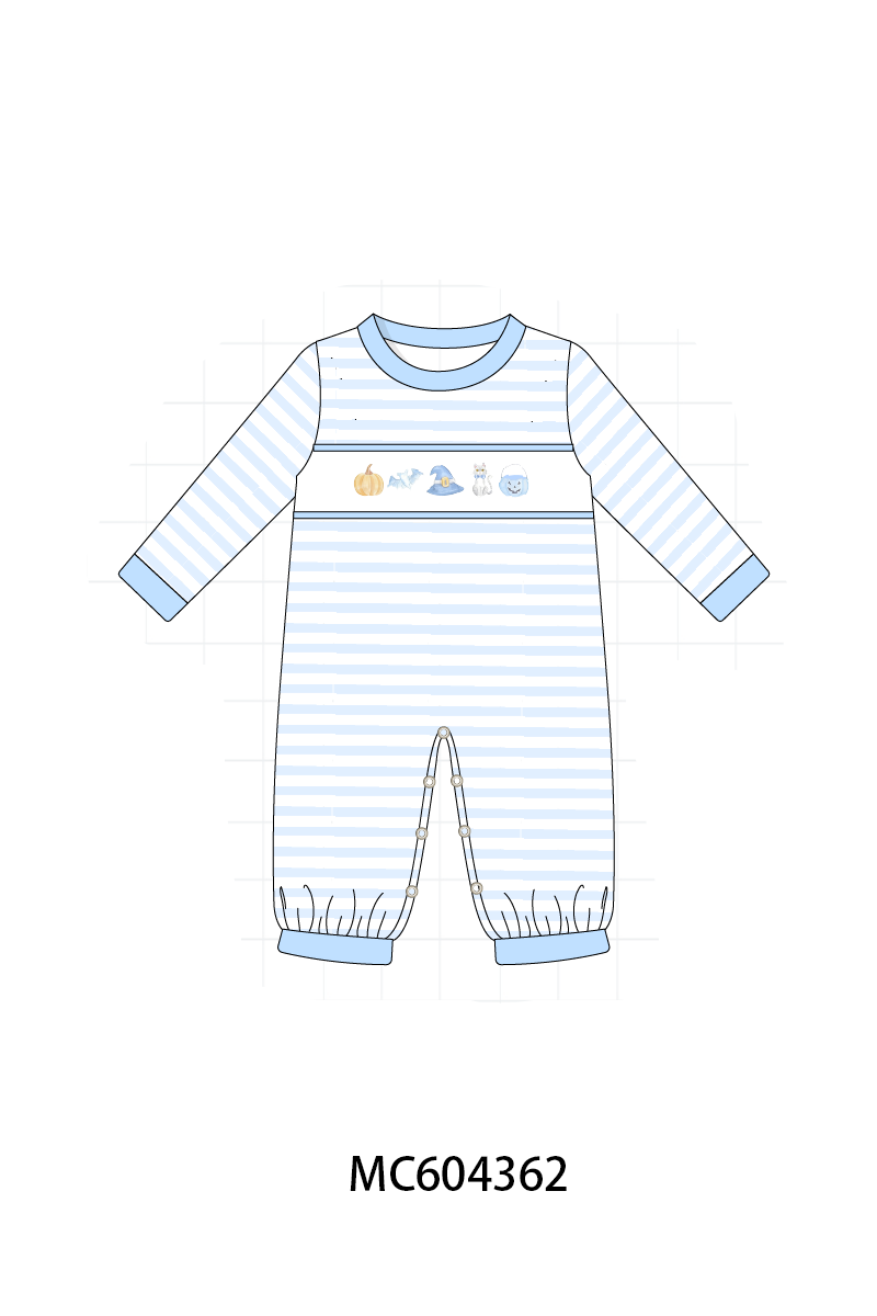 PO86 Blue halloween embroidery plaid collection