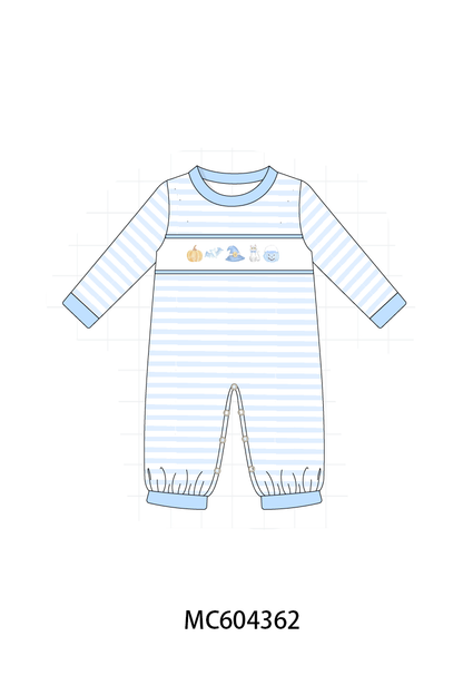PO86 Blue halloween embroidery plaid collection