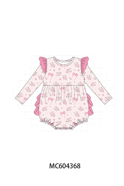 PO86 Pink rose floral bow print collection