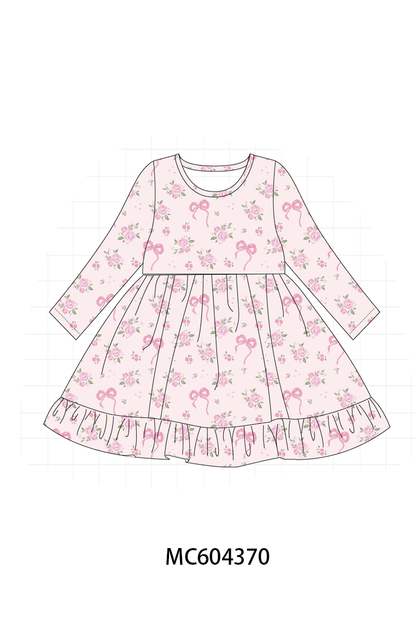 PO86 Pink rose floral bow print collection