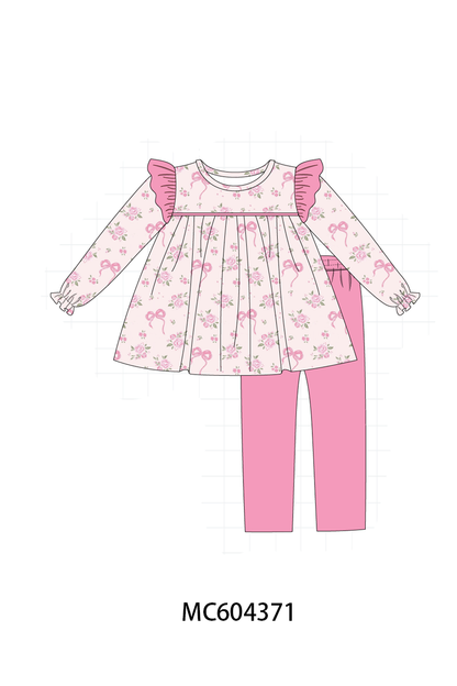 PO86 Pink rose floral bow print collection