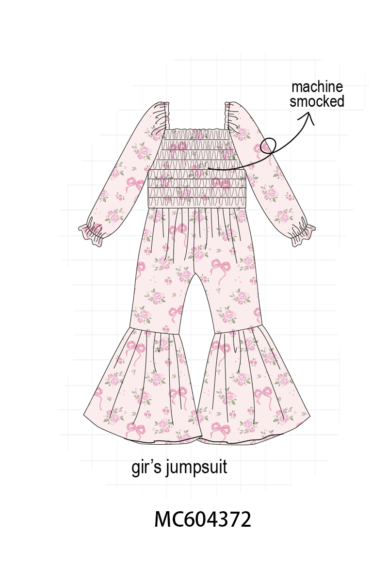 PO86 Pink rose floral bow print collection