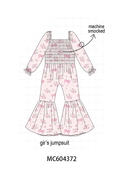 PO86 Pink rose floral bow print collection