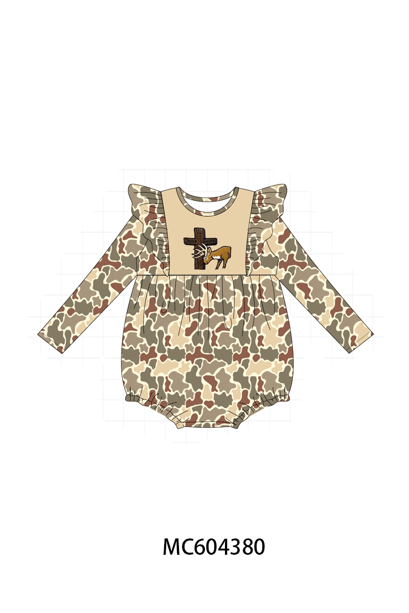 PO86 Camouflage jesus cross deer embroidery collection