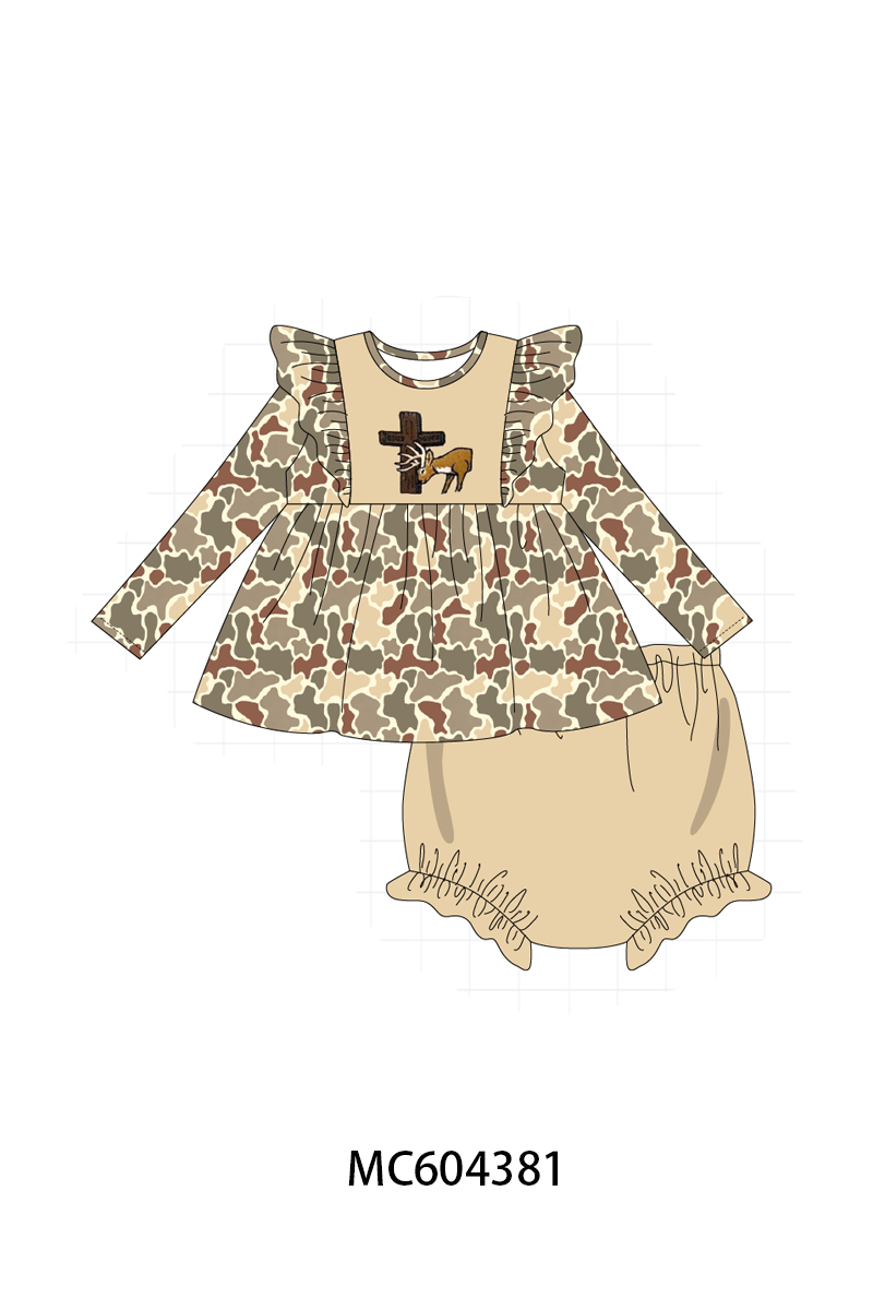 PO86 Camouflage jesus cross deer embroidery collection