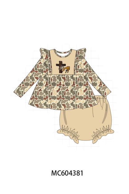 PO86 Camouflage jesus cross deer embroidery collection