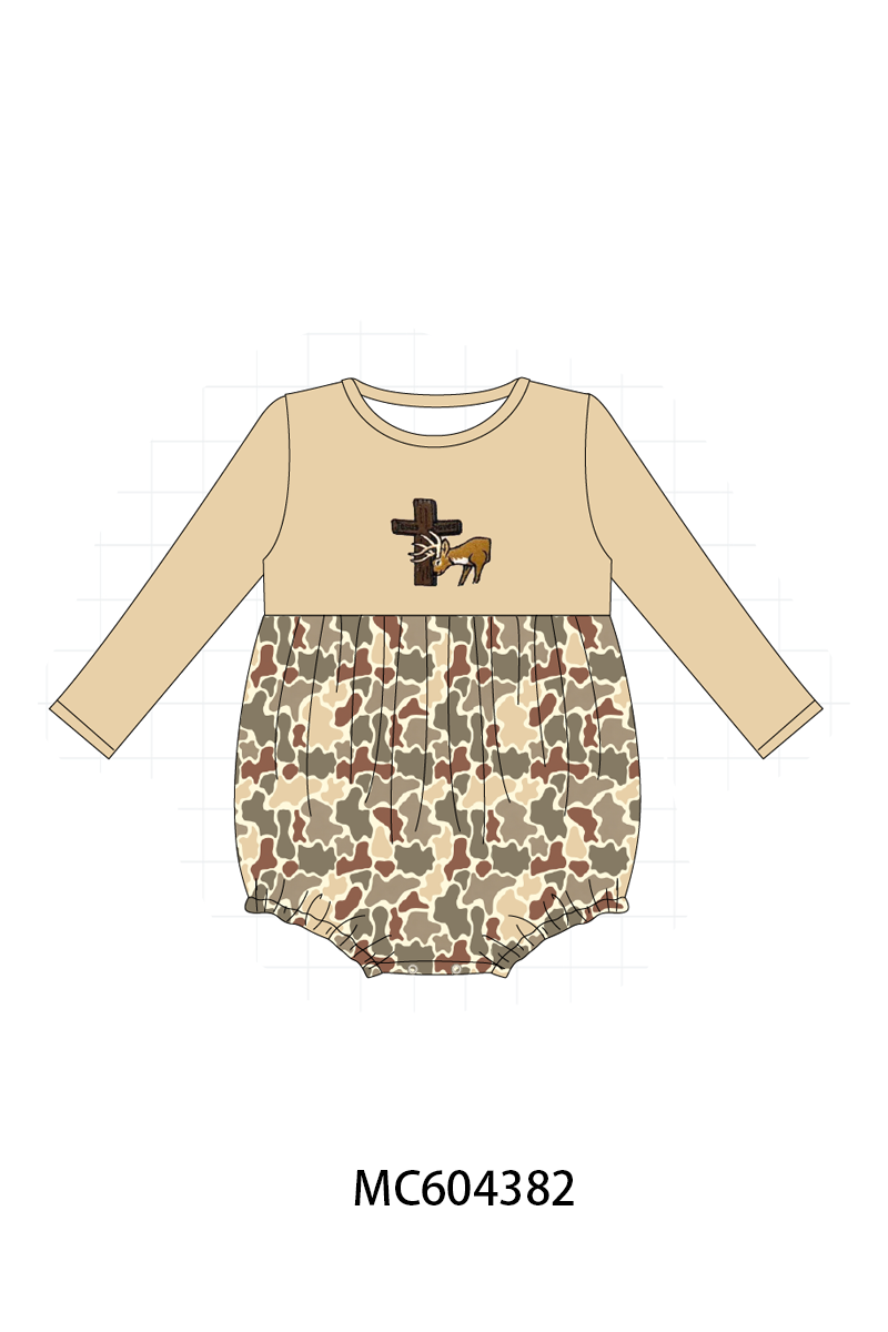 PO86 Camouflage jesus cross deer embroidery collection