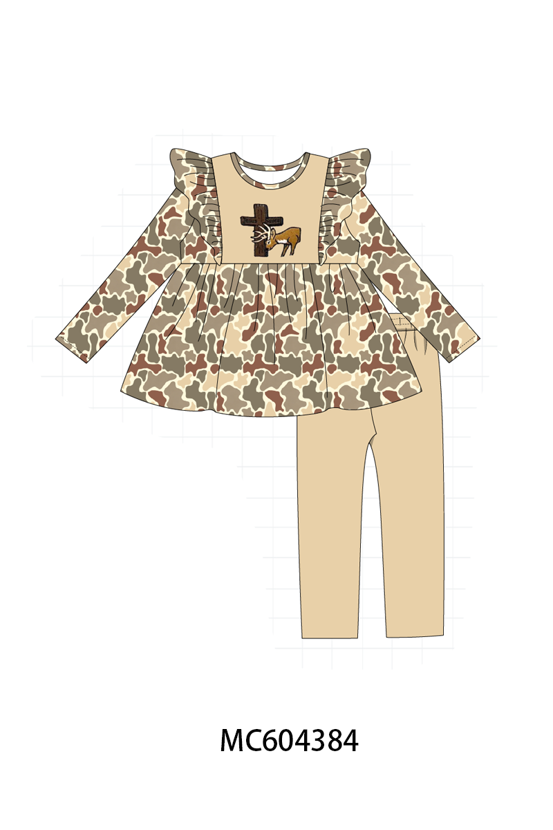 PO86 Camouflage jesus cross deer embroidery collection