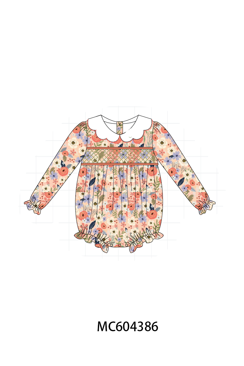 PO86 Coral floral smocked collection