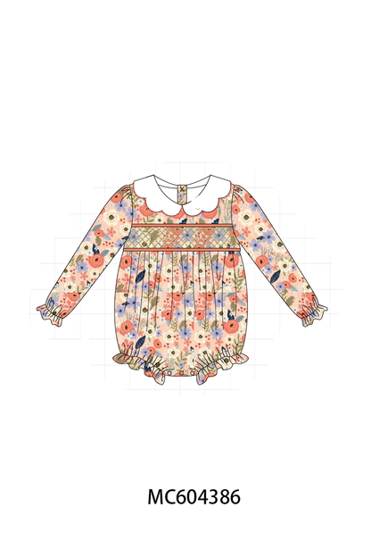 PO86 Coral floral smocked collection
