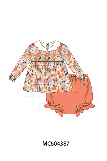PO86 Coral floral smocked collection