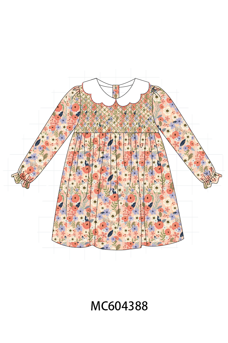PO86 Coral floral smocked collection
