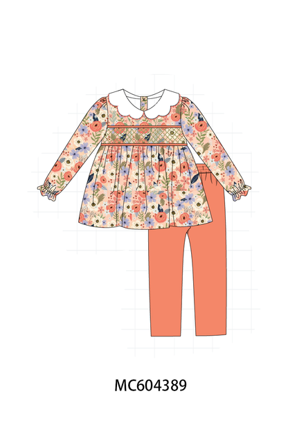 PO86 Coral floral smocked collection
