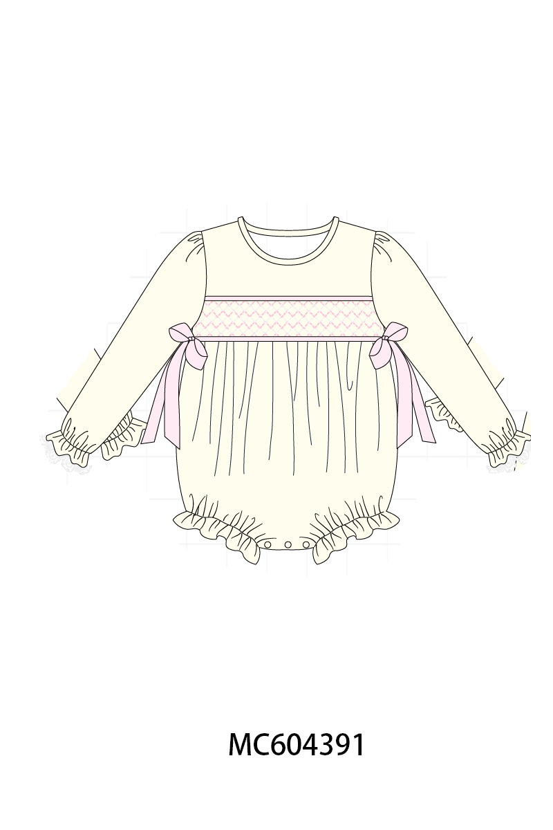 PO86 Cream smocked bow collection