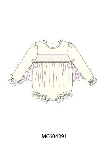 PO86 Cream smocked bow collection