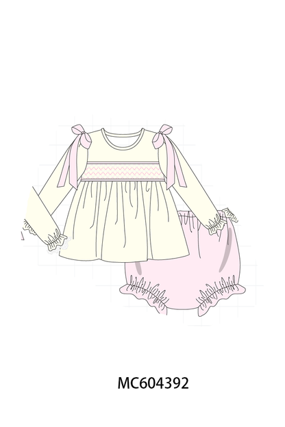 PO86 Cream smocked bow collection
