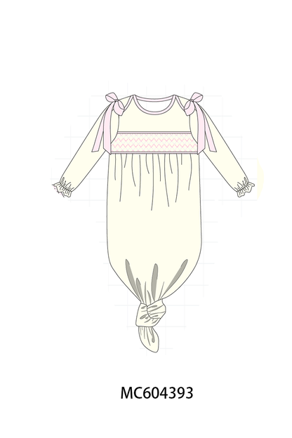 PO86 Cream smocked bow collection