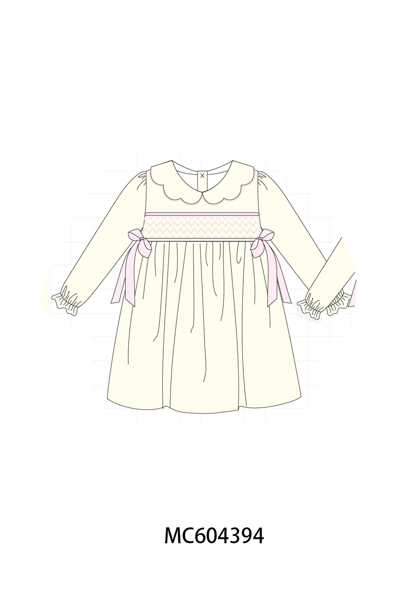PO86 Cream smocked bow collection