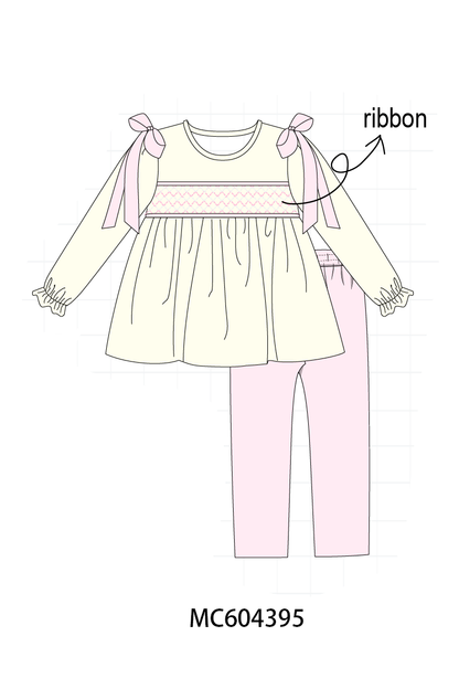 PO86 Cream smocked bow collection