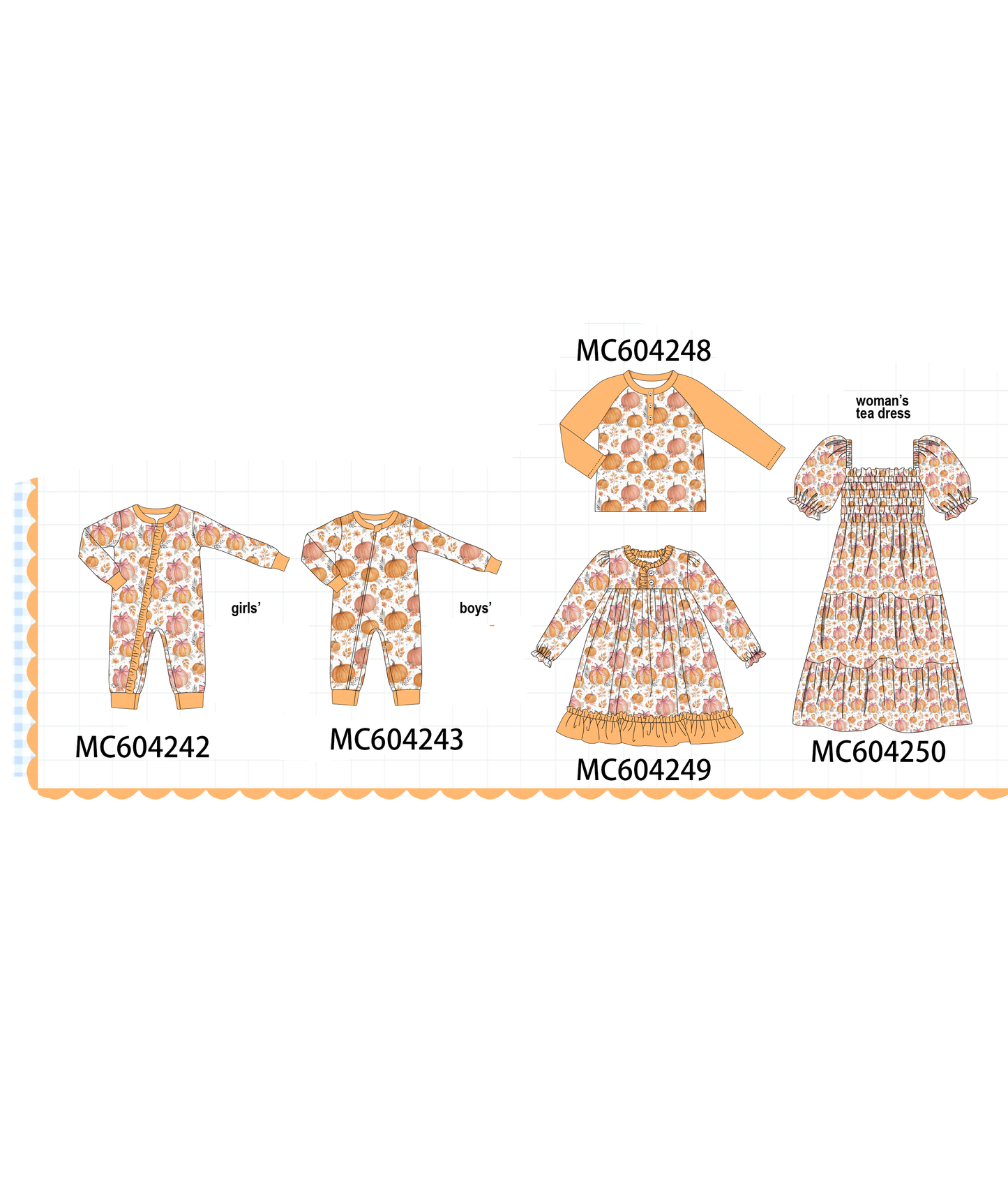 PO86 Orange pumpkin print ruffle collection 2