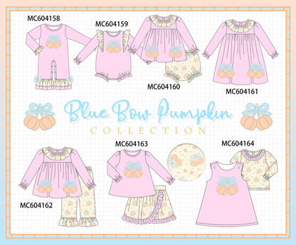 PO86 Pink pumpkin applique bow ruffle collection