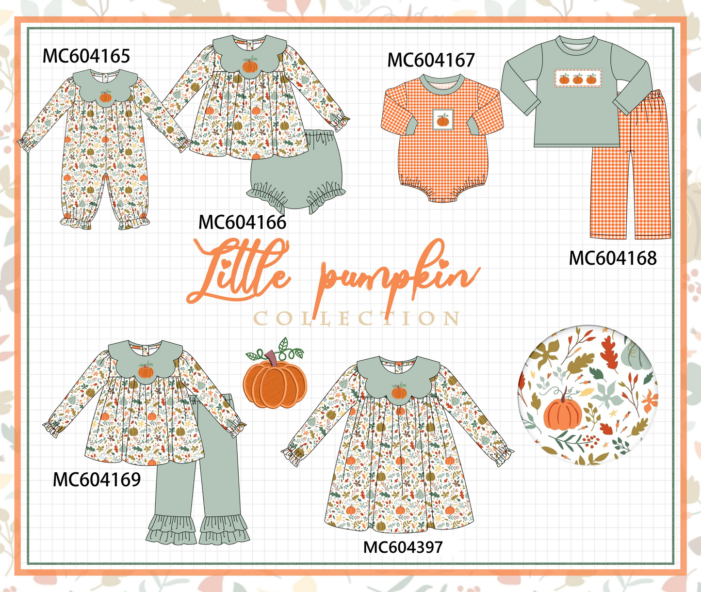 PO86 Pumpkin leaves embroidery collection