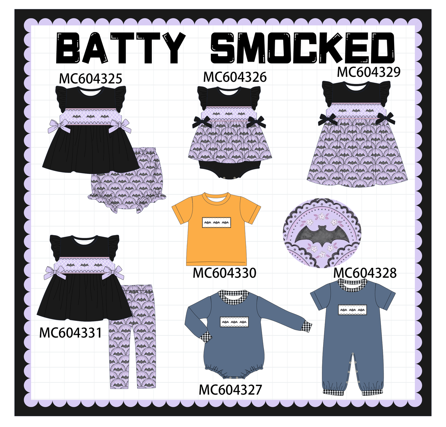 PO86 Purple Halloween bat embroidery collection