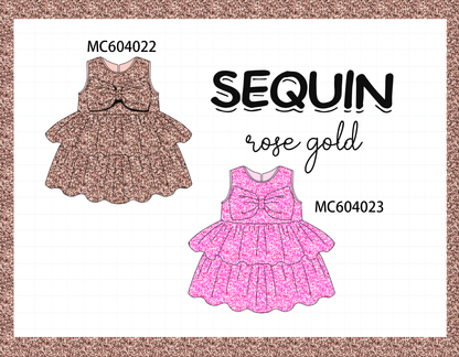 PO86 Rose gold sequin bow dress collection