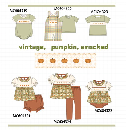 PO86 Vintage pumpkin embroidery smocked collection